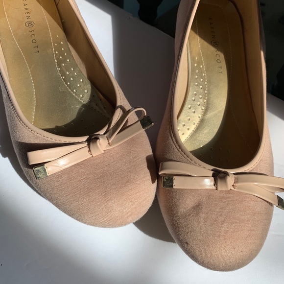 ☀️11 W Low wedge blush pink bow flat Karen Scott - Picture 4 of 7